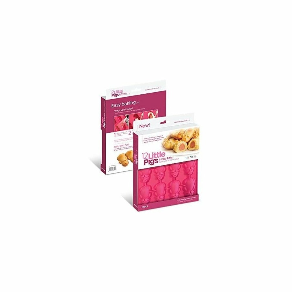 Mobi 12 Little Pink Pigs in a Blanket Silicone‎ Baking Mold NEW